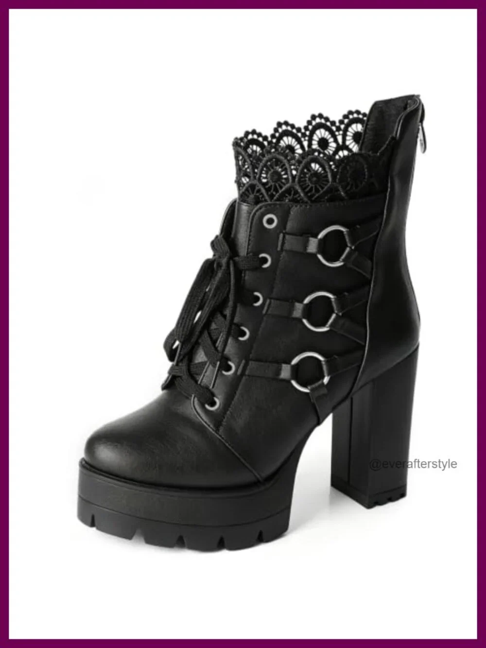 Goth Platform High Heel Lace Up Combat Ankle Booties for Women